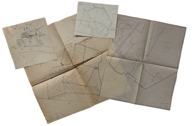 Mappe topografiche del terreno circostante il Chiostro di Santa Marta in Bergamo