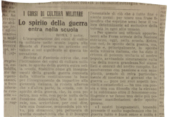 Articolo di giornale sull'inaugurazione dei corsi di cultura militare